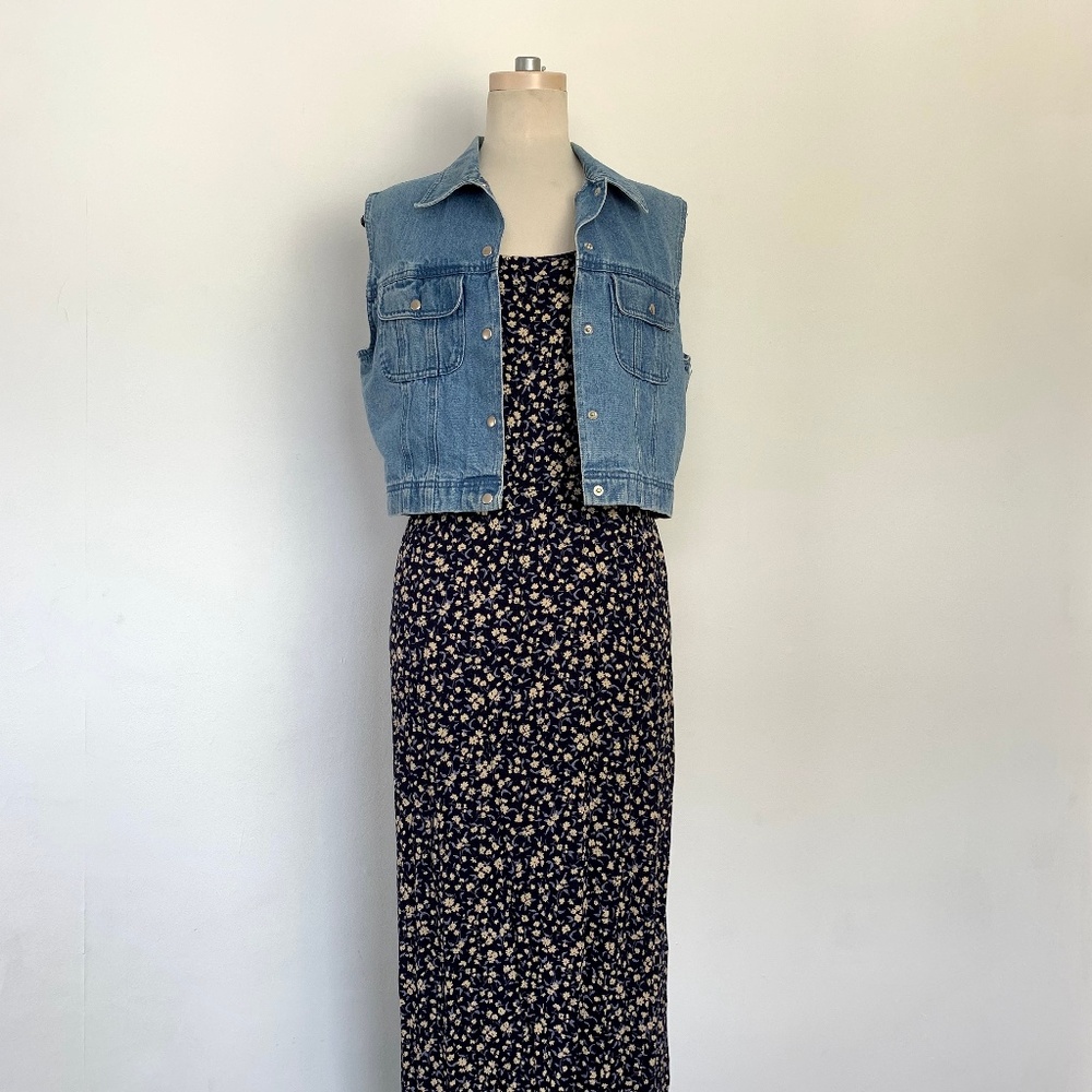 Vintage 90s Cropped Denim Shania Twain Vest 80s